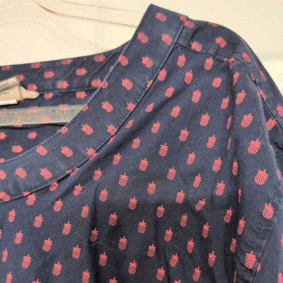 Duluth Trading Co Pineapple Shirt Womens Size 2X Blue Red Cotton Stretch Button - Picture 3 of 8
